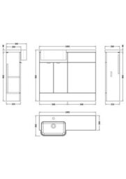 Hudson Reed Fusion Floor Standing Combination Vanity Unit & Left Hand Semi Recessed Basin, Sink Vanity Unit, Bleached Oak, 1000mm - thumbnail 4