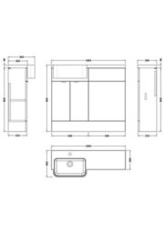 Hudson Reed Fusion Floor Standing Combination Vanity Unit & Left Hand Semi Recessed Basin, Sink Vanity Unit, Bleached Oak, 1000mm - thumbnail 6