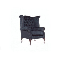 Chesterfield High Back Wing Chair Shimmer Black Real Velvet Bespoke In Queen Anne Style - thumbnail 9