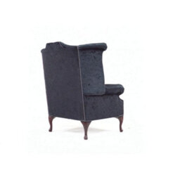 Chesterfield High Back Wing Chair Shimmer Black Real Velvet Bespoke In Queen Anne Style - thumbnail 8