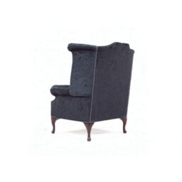 Chesterfield High Back Wing Chair Shimmer Black Real Velvet Bespoke In Queen Anne Style - thumbnail 7