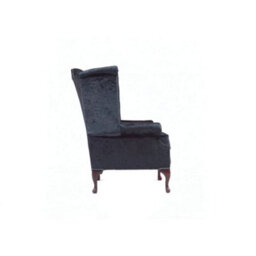 Chesterfield High Back Wing Chair Shimmer Black Real Velvet Bespoke In Queen Anne Style - thumbnail 6