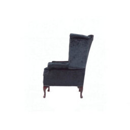 Chesterfield High Back Wing Chair Shimmer Black Real Velvet Bespoke In Queen Anne Style - thumbnail 5