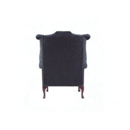 Chesterfield High Back Wing Chair Shimmer Black Real Velvet Bespoke In Queen Anne Style - thumbnail 4