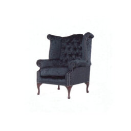 Chesterfield High Back Wing Chair Shimmer Black Real Velvet Bespoke In Queen Anne Style - thumbnail 3