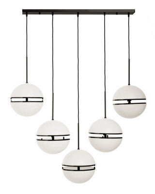 Orsina Contemporary Five Ball Matte Black Pendant Light, Globe Ceiling Light For Dining Room Or Kitchen Island - image 1