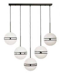 Orsina Contemporary Five Ball Matte Black Pendant Light, Globe Ceiling Light For Dining Room Or Kitchen Island