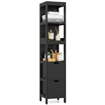 Tall Bathroom Storage Cupboard Narrow Freestanding Floor Cabinet - image 1
