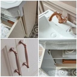 Homestylestore Antique White 570mm Bathroom Vanity Unit And Oil Rubbed Bronze T Bar Handles - thumbnail 2