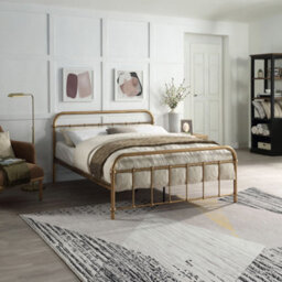 SlumberWorx Tewin Vintage Hospital Style Antique Brass Double Metal Bed Frame