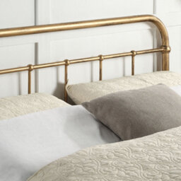 SlumberWorx Tewin Vintage Hospital Style Antique Brass Double Metal Bed Frame - thumbnail 3