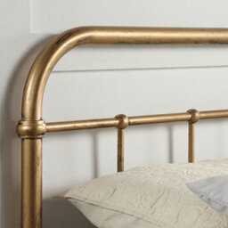 SlumberWorx Tewin Vintage Hospital Style Antique Brass Double Metal Bed Frame - thumbnail 4