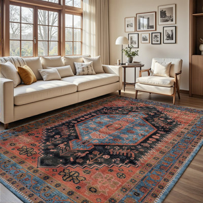 Decoranddecor Area Rugs, Living Room Rugs, Washable Rugs, 160X230Cm, Non-Slip, Pet Friendly, Low Pile, Persian Rug - Lunora - image 1