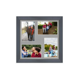 AK Frames 12X12 Dark Grey Classic Multi Photo Frame With Silver Mount - Holds 4 Apertures (4X) 6X4 Photos - thumbnail 1