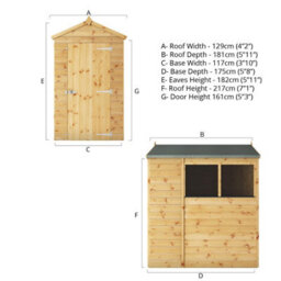 Waltons 6X4 Shiplap Apex Wooden Shed Customisable Layout Tongue And Groove Floor Single Door Felt Included - thumbnail 8