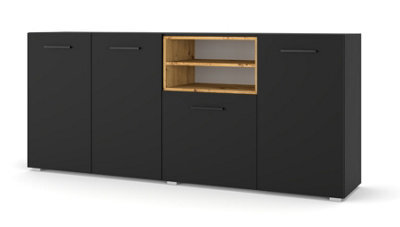 Arte Anette L Sideboard Cabinet In Black And Oak Artisan 1510mm X 440mm X 860mm - image 1