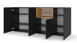 Arte Anette L Sideboard Cabinet In Black And Oak Artisan 1510mm X 440mm X 860mm - thumbnail 2