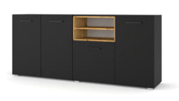 Arte Anette L Sideboard Cabinet In Black And Oak Artisan 1510mm X 440mm X 860mm - thumbnail 1