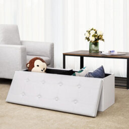 Songmics Large Storage Ottoman Toy Chest, Indoor Benches, Storage Organizer, Spacious, White - thumbnail 4