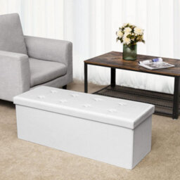 Songmics Large Storage Ottoman Toy Chest, Indoor Benches, Storage Organizer, Spacious, White - thumbnail 5