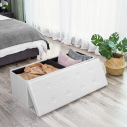 Songmics Large Storage Ottoman Toy Chest, Indoor Benches, Storage Organizer, Spacious, White - thumbnail 1