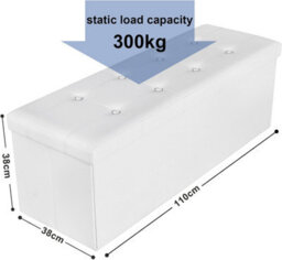 Songmics Large Storage Ottoman Toy Chest, Indoor Benches, Storage Organizer, Spacious, White - thumbnail 2