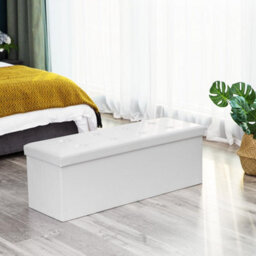Songmics Large Storage Ottoman Toy Chest, Indoor Benches, Storage Organizer, Spacious, White - thumbnail 3