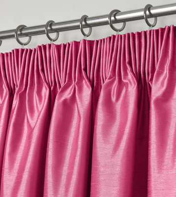 Intimates Faux Silk Curtains, Thermal Window Drapes With Header Tape Top - Fuchsia