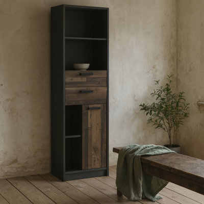 Wyld Haus Brooklyn Industrial Bookcase Walnut & Dark Matera Grey, 1960 mm - image 1