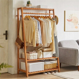 Fativo  Wood Clothes Rail Rack Garment Dress Hanging Display Stand Shoe Rack Storage 165Cm H, Natural Wood - thumbnail 6