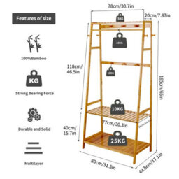 Fativo  Wood Clothes Rail Rack Garment Dress Hanging Display Stand Shoe Rack Storage 165Cm H, Natural Wood - thumbnail 2