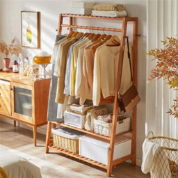 Fativo  Wood Clothes Rail Rack Garment Dress Hanging Display Stand Shoe Rack Storage 165Cm H, Natural Wood - thumbnail 7