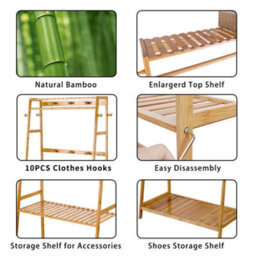 Fativo  Wood Clothes Rail Rack Garment Dress Hanging Display Stand Shoe Rack Storage 165Cm H, Natural Wood - thumbnail 4