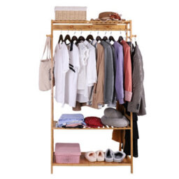 Fativo  Wood Clothes Rail Rack Garment Dress Hanging Display Stand Shoe Rack Storage 165Cm H, Natural Wood - thumbnail 3