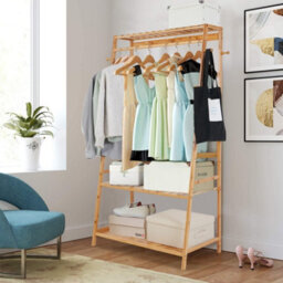 Fativo  Wood Clothes Rail Rack Garment Dress Hanging Display Stand Shoe Rack Storage 165Cm H, Natural Wood - thumbnail 9