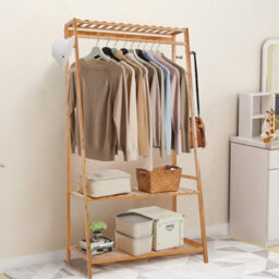Fativo  Wood Clothes Rail Rack Garment Dress Hanging Display Stand Shoe Rack Storage 165Cm H, Natural Wood - thumbnail 8
