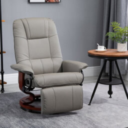 Homcom Ergonomic Office Recliner Sofa Chair Pu Leather Armchair Lounger Grey - thumbnail 2