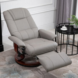 Homcom Ergonomic Office Recliner Sofa Chair Pu Leather Armchair Lounger Grey - thumbnail 1