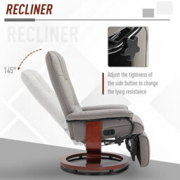 Homcom Ergonomic Office Recliner Sofa Chair Pu Leather Armchair Lounger Grey - thumbnail 4