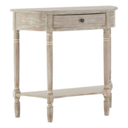Orsina Grey & Rustic Design  Rounded Console Table For Hallway, Pine Wood Wood Table For Home And Office Décor - thumbnail 2
