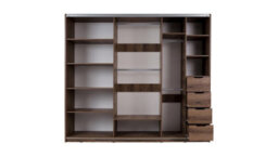 Arte Denver 13 Sliding Door Wardrobe - Oak Monastery & Black Gloss With Mirror - W2500mm X H2150mm X D690mm - thumbnail 2
