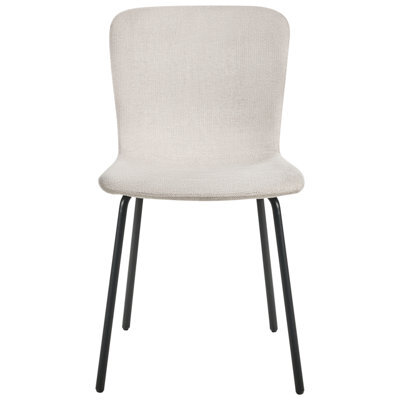 Wyld And Coco Fabric Dining Chairs Set Of 4 Light Beige Upholstery Black Metal Legs Modern Retro - image 1