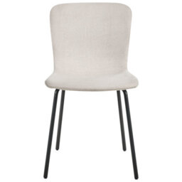 Wyld And Coco Fabric Dining Chairs Set Of 4 Light Beige Upholstery Black Metal Legs Modern Retro - thumbnail 1