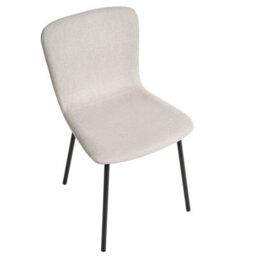 Wyld And Coco Fabric Dining Chairs Set Of 4 Light Beige Upholstery Black Metal Legs Modern Retro - thumbnail 6