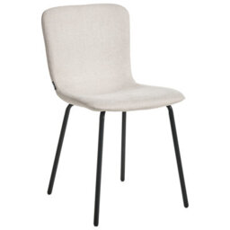 Wyld And Coco Fabric Dining Chairs Set Of 4 Light Beige Upholstery Black Metal Legs Modern Retro - thumbnail 4