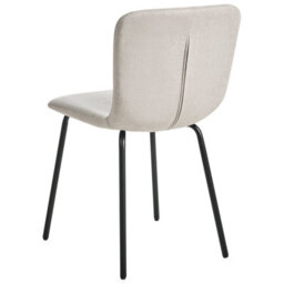 Wyld And Coco Fabric Dining Chairs Set Of 4 Light Beige Upholstery Black Metal Legs Modern Retro - thumbnail 7