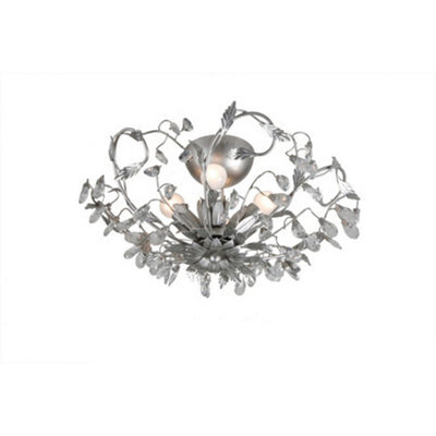 Luminosa Lighting Luminosa Langelo 4 Light Glass & Crystal Ceiling Light Brushed Silver