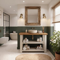 L70Xw44Cm Bramley Cashmere Colour Solid Wood Bathroom Vanity With Shelf - thumbnail 2