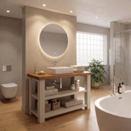 L70Xw44Cm Bramley Cashmere Colour Solid Wood Bathroom Vanity With Shelf - thumbnail 9