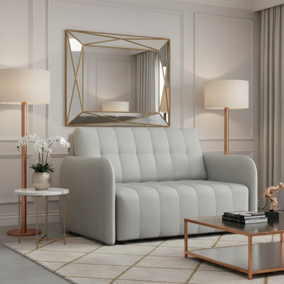 Viva Grand Ii Upholstered Living Room Sofa Bed With Wooden Legs Wave Spring Frame Bedding Storage 85X125X98Cm Light Grey - image 1